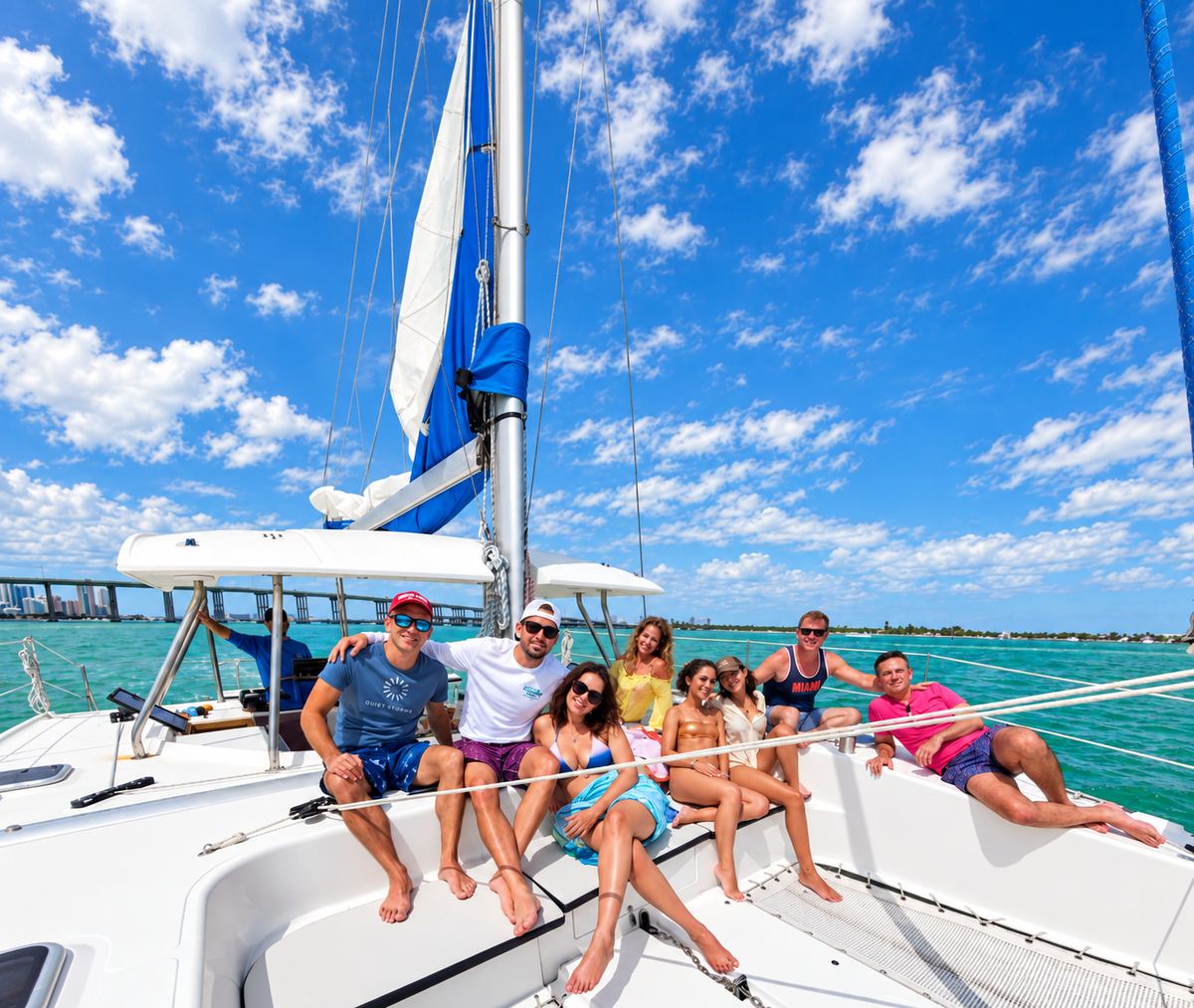 Friends relaxing on the bow