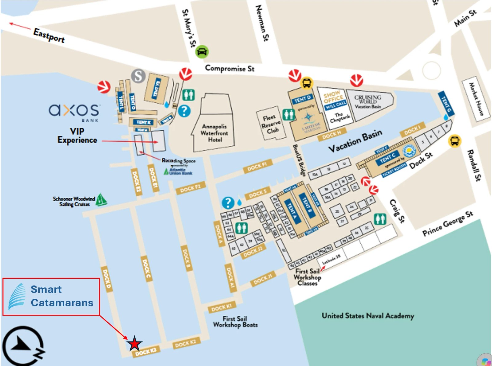 Annapolis Sailboat Show map, City Dock